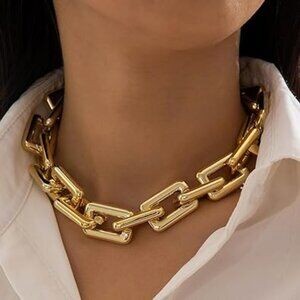 Gold Necklace Chain Choker Statement Necklace Cuban Link to Link Chunky Thick